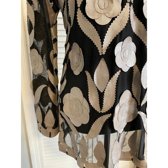 Image Leather Leaf Jacket Women Full Zip Mesh Long Sleeve Lightweight statement - Picture 8 of 9